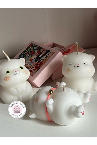 lıghts of candle handmade & 2020 Sevimli Kedicik Kedi Figürlü 3’lü El Yapımı ...
