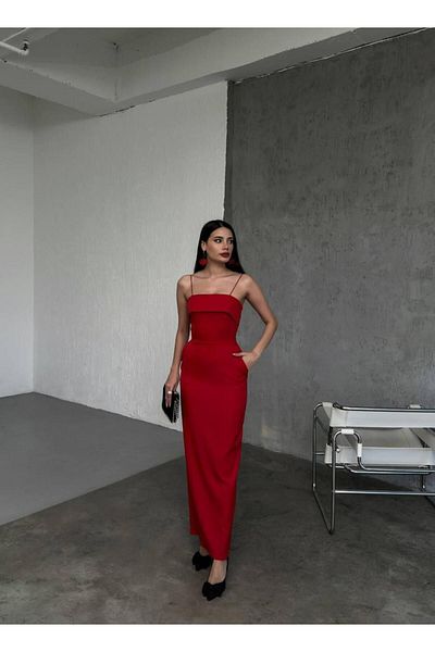 Modisma Rope Strap Red Dress