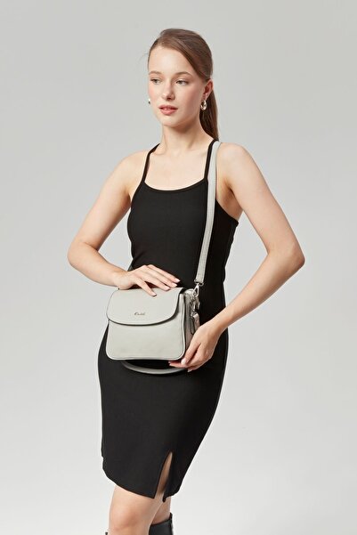 Morpelikan Gray Women's Shoulder Bag - Two Compartment Arm Design