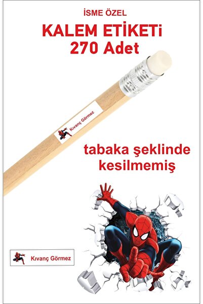 43 cici süsler organizasyon Öğrenci Etiketi İsimli Örümcek Adam Okul Kalem Et...