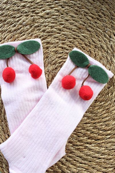 Arwen Collection Girls' School SocKs - Cotton, Cherry and Knee-length