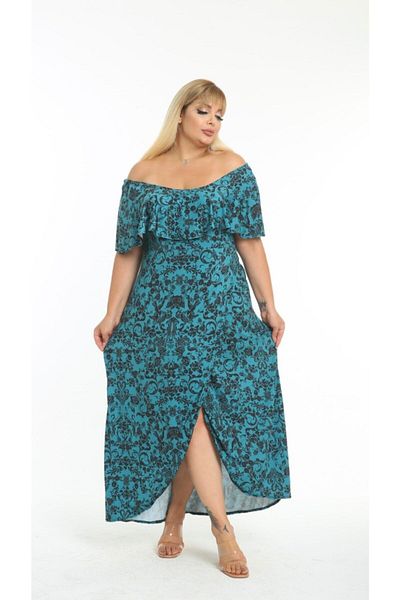 garajmood Φόρεμα με πράσινο γιακά Madonna με καπάκι Plus Size
