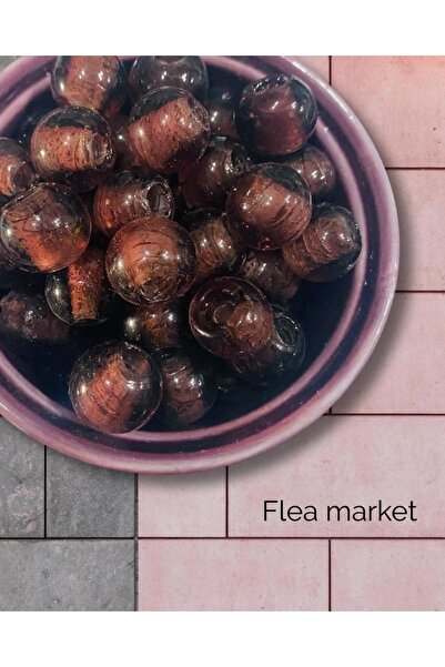 Flea Market خرز غنم زجاج دامسون 16 مم - خرز مكرامية - خرز ديكور - ( 10 قطع ) -