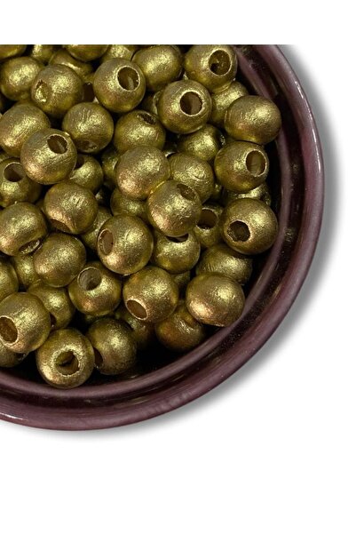 Flea Market 10 мм специални дървени мъниста в златист цвят, 100 броя -