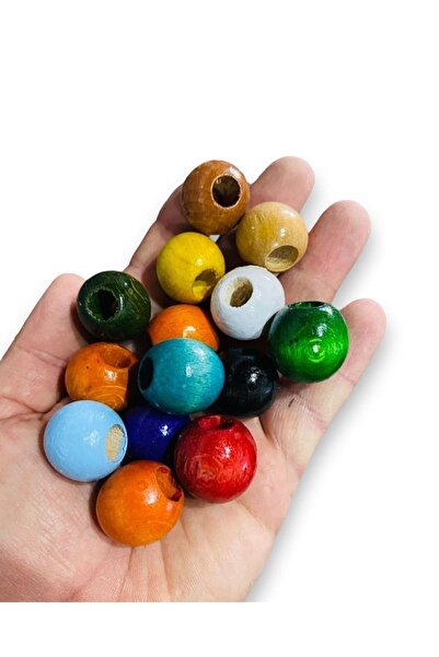Flea Market خرز خشبي مختلط الألوان مقاس 26 مم 100 جرام