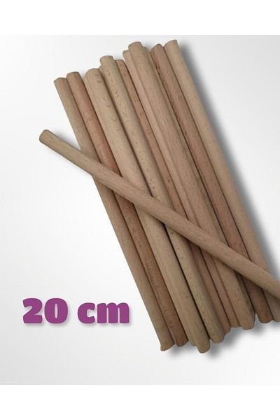 izmir Bitpazarı 20 Cm Length - 10 Mm Thickness Round Wooden Stick, Rod Stick For Model - 5 Pieces