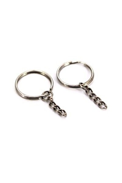 Flea Market 20 قطعة - ميدالية مفاتيح مطلية بالنيكل 25 ملم مع سلسلة