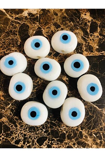 tebrikcim اللون الأبيض-خرزة عين الشر الهندباء الزجاجية المصنوعة يدويًا