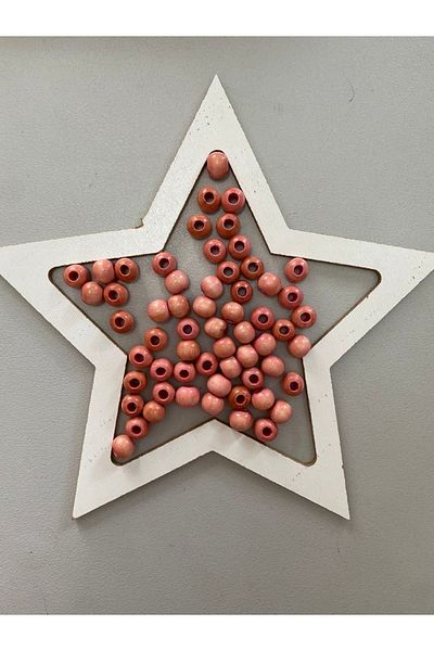 Selin 10 Mm Powder Colored Wooden Beads - 100 Grm. (±300 Pieces)