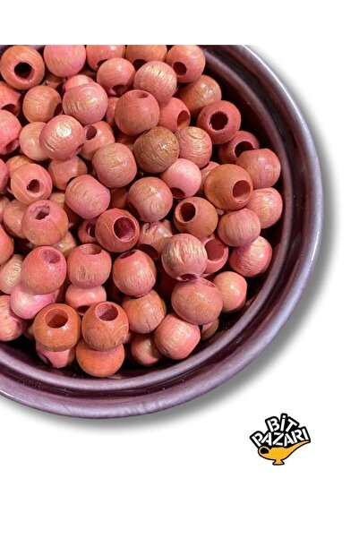 Flea Market Ξύλινες χάντρες 10mm σε σκόνη ροζ - (200 τεμάχια)