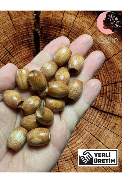 Selin 20 mm Oak Oval Wooden Beads (50 Pieces)