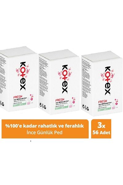 Kotex Thin Daily Pad Perfumed 56 Pieces - Pack of 3