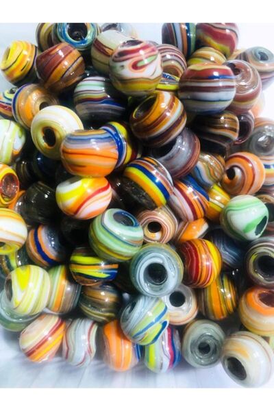 Flea Market خرز بودروم دائري رخامي - خرز مجوهرات - خرز ديكور - 10 قطع - 15 ملم -