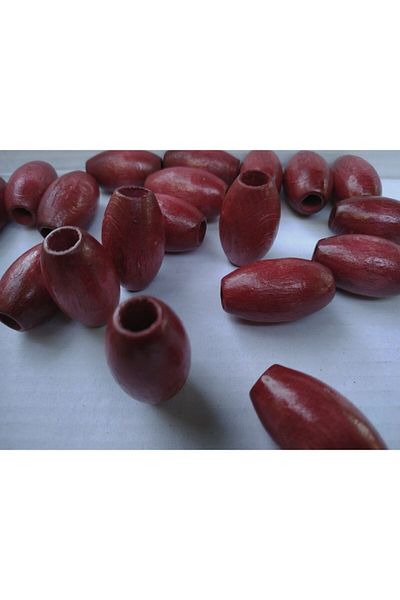 Selin 20 mm Oval Wooden Beads (50 Pieces) Claret Red