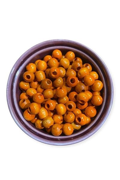 Selin 10 Mm Orange Wooden Beads - 50 Grams (Average ± 110 - 150 Pieces)