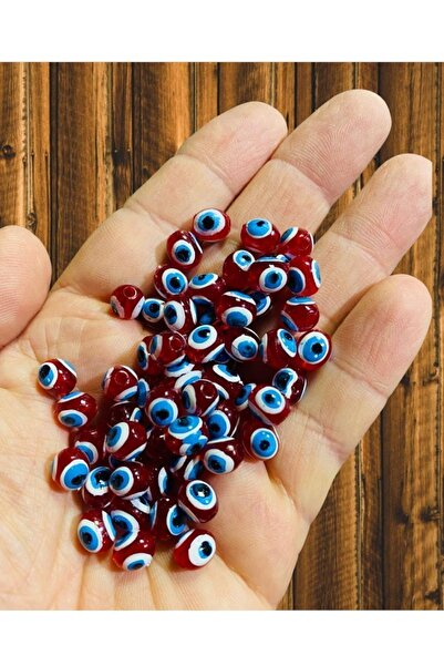 Flea Market 8 мм бордо мъниста тип „телешко око“ - мъниста за бижута - мънист...