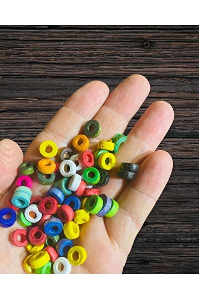 Flea Market Ξύλινες χάντρες μικτών χρωμάτων με πώμα κυλίνδρου 10 mm - 300 τεμ...