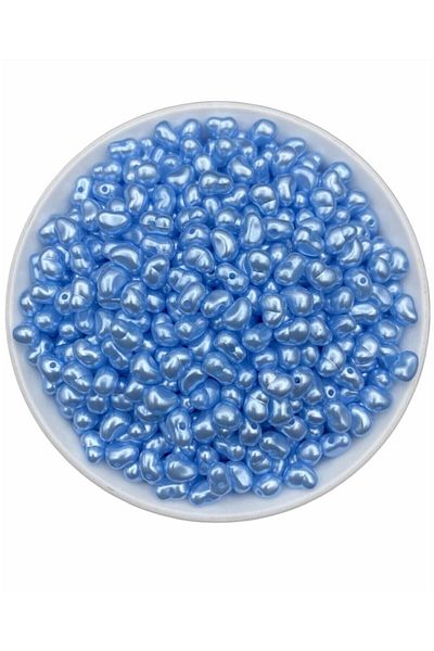 Flea Market 50gr Mărgele de perle baroc de lux din plastic de culoare albastră, fără formă, perle trapezoidale (~250 buc)