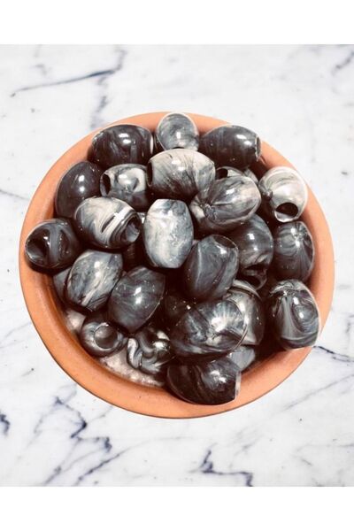 Flea Market 20 قطعة خرز زيتوني رخامي - خرز ديكور - خرز مكرامية