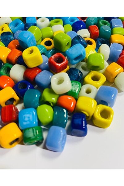 tebrikcim Mărgele de sticlă pătrate Dimensiune medie Culoare mixtă 20 buc