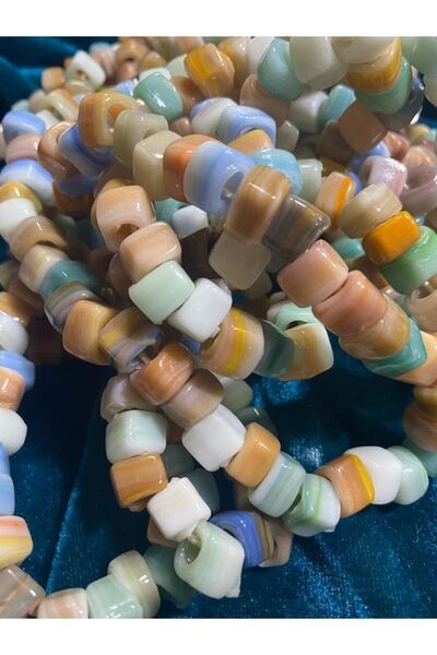 tebrikcim Mărgele de sticlă pătrate marmurate din seria specială - 10 buc