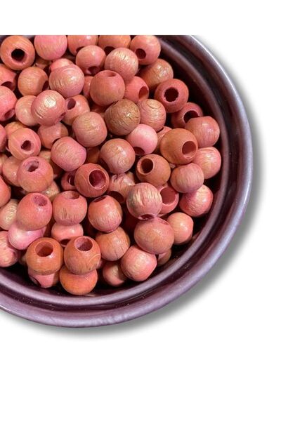 tebrikcim (100 komada) - 10 mm ružičaste drvene perle
