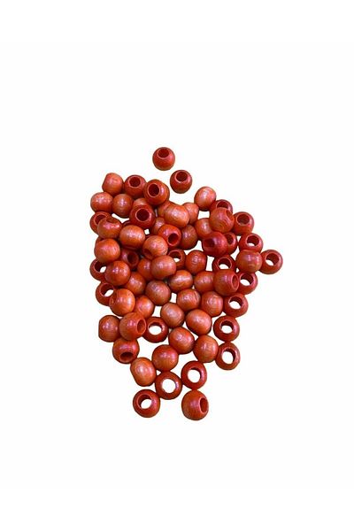 Selin 14 Mm Orange Colored Wooden Beads - 100 Grm. (±100 Pieces)