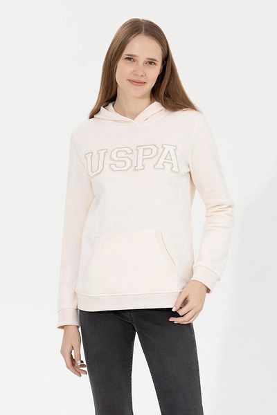 U.S. Polo Assn. Ecru Hooded Women's Basic Sweatshirt
