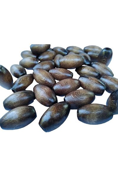 Selin 30 Mm Brown Oval Wooden Beads - 25 Pieces.