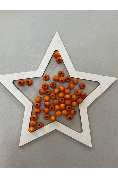 Selin 10 Mm Orange Colored Wooden Beads - 100 Grm. (±300 Pieces)