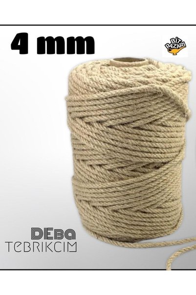 izmir Bitpazarı 4 Mm 10 Metre Jüt Halat Ip - Kendir Ip - Dekor Ipi -