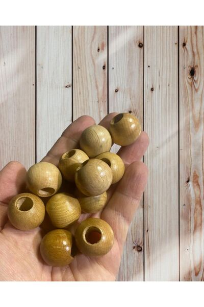 Flea Market 24 Mm Vernikli Ahşap Tahta Boncuk ( 12 Adet )