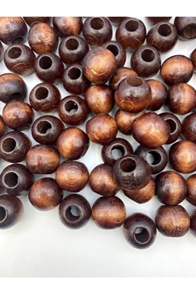 tebrikcim خرز خشبي بني 20 ملم - 20 قطعة