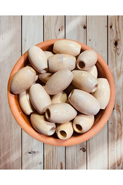 Flea Market 30 мм лакирани овални дървени мъниста - 12 броя