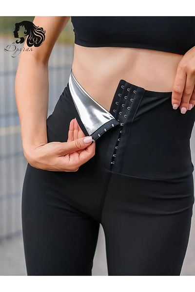MİSTİRİK Jambiere pentru saună Model de slăbire termică, două mărimi, pentru modelarea corpului pentru slăbire, jambiere de corset agrafate pentru saună