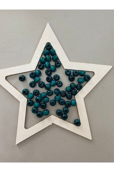 Selin 10 mm Wooden Beads in Petrol Blue Color - 100 Grm. (± 250 - 300 Pieces)