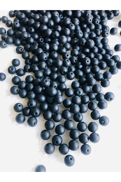 Flea Market 8mm Negru Mat - Mărgele Rotunde De Sticlă - Mărgele Bijuterii - 50 Bucăți -