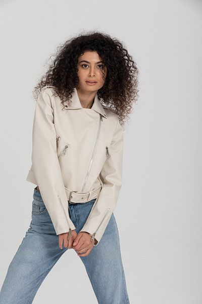 İLKCET MODA Dámská kožená bunda Slim Fit