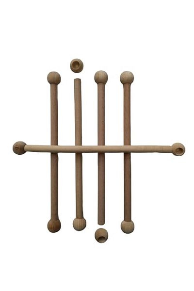 Selin 10 Cm Raw Unprocessed Beaded Wooden Stick - (6 Sets)
