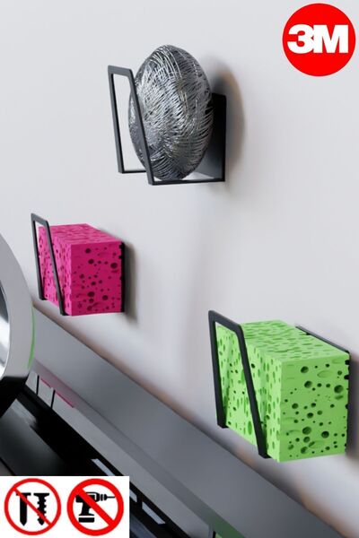 risingmaber Paslanmaz Çelik Mutfak Banyo Sünger Tutucu Bulaşık Teli Tutucu Sabun Tutucu 3 Adet Mt40s