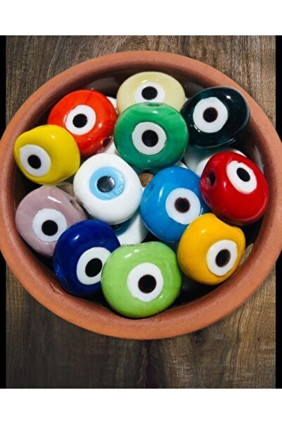 Flea Market Renkli Büyük Danagöz Cam Boncuk ( 2,5cm - 8 Adet )