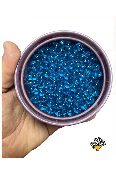 Flea Market 8.8 mm yuvarlak SkyBlue Cam Boncuk - Takı Boncuğu - 50 Adet -