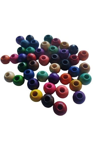 Selin Colored Wooden Beads, 10 Mm Cylinder 80 g (Average ± 250 - 300 Pieces)
