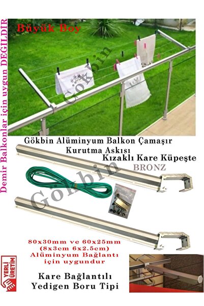 Gökbin Alüminyum Balkon Çamaşır Kurutmalık Askısı Kare Küpeşte Çamaşırlık Kız...