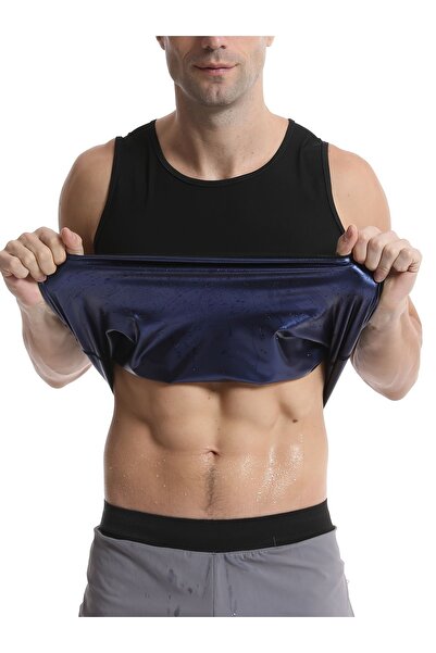 MİSTİRİK Men's Sauna Tank Top Koresi Black Effective Slimming and Fat Burning Helper