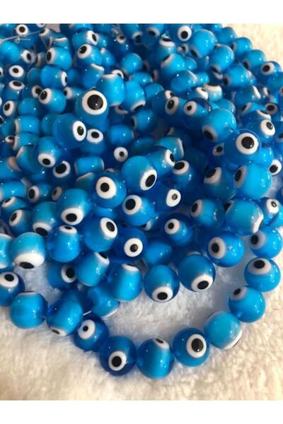 Flea Market خرز زجاجي بودروم أزرق سماوي (12 قطعة - 10 مم)