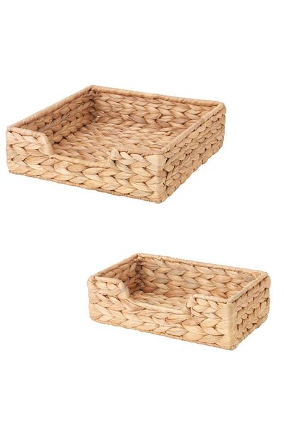 IKEA Wicker Bread Holder Bread Basket Multi-Purpose 23x23 Cm + Wicker Napkin Holder 22x13 Cm Set of 2