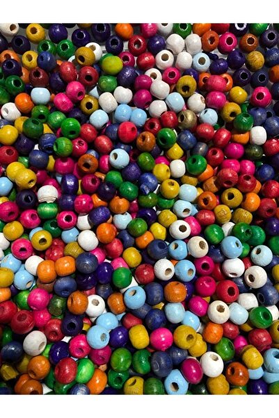 Flea Market 8 Mm Mixed Color Wooden Beads - 50 Grams (245 Pieces)