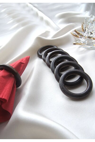 izmir Bitpazarı Set of 8 Wooden Presentation Natural, Napkin Holder, Ring Nap...