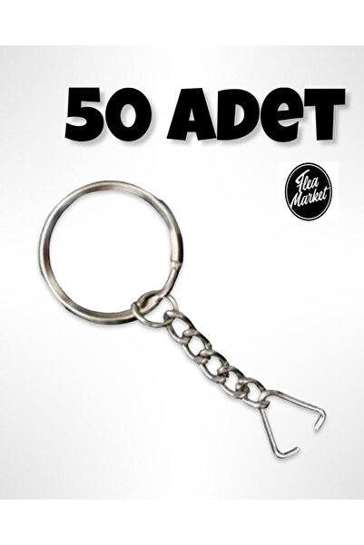 Flea Market Zincirli Anahtarlık Halkası 50 Adet ( üçgen uçlu )